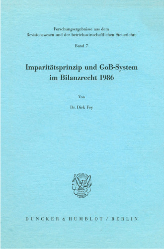 Imparitatsprinzip Und Gob-System Im Bilanzrecht 1986 (German Edition)