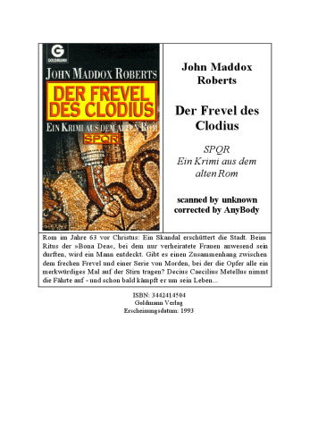 Der Frevel des Clodius. Ein Krimi aus dem alten Rom ()