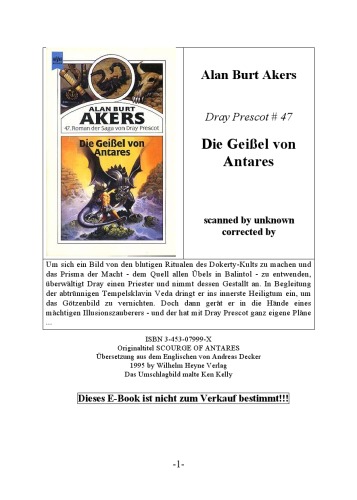 Die Geißel von Antares. 47. Roman der Saga von Dray Prescot