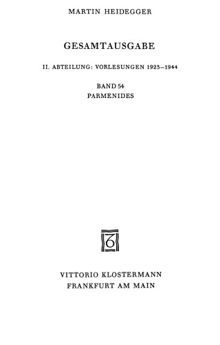 Parmenides (Wintersemester 1942/43)