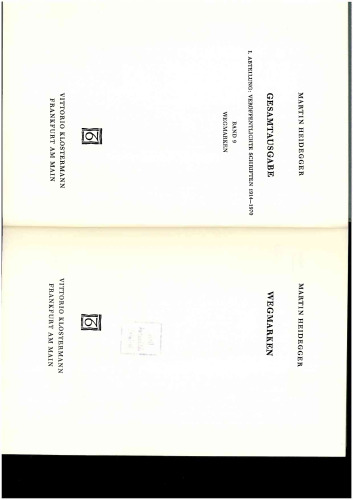 Wegmarken (1919-1961)