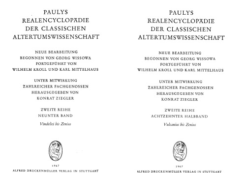 Paulys Realencyclopädie der classischen Altertumswissenschaft: neue Bearbeitung, Bd.9A 2 : Vulcanius - Zenius: BD IX A, Halbbd IX A,2