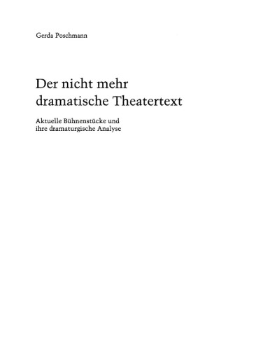 Der Nicht Mehr Dramatische Theatertext