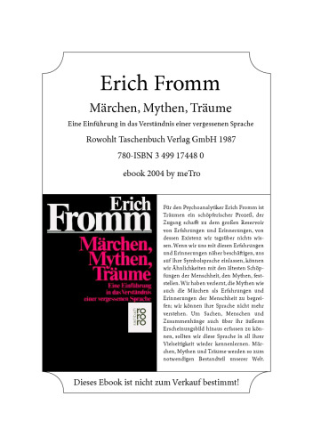 Märchen, Mythen, Träume. Eine Einführung in das Verständnis einer vergessenen Sprache GERMAN