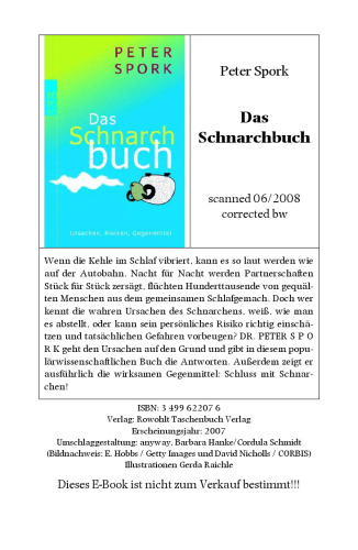 Das Schnarchbuch: Ursachen, Risiken, Gegenmittel