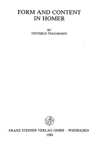 Form and Content in Homer