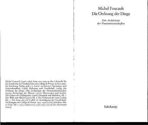 Die Ordnung der Dinge: Eine Archäologie der Humanwissenschaften