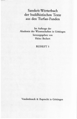 Untersuchungen zur buddhistischen Literatur (Sanskrit-Worterbuch Beihefte)