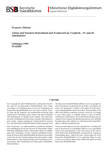 Nation und Emotion: Deutschland und Frankreich im Vergleich. 19. und 20. Jahrhundert (Kritische Studien zur Geschichtswissenschaft)