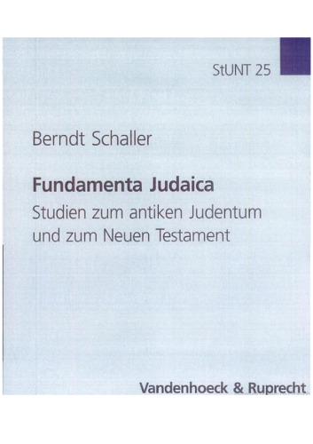 Fundamenta Judaica. Studien zum antiken Judentum und zum Neuen Testament