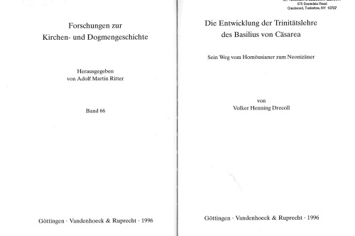 Die Entwicklung der Trinitätslehre des Basilius von Cäsarea