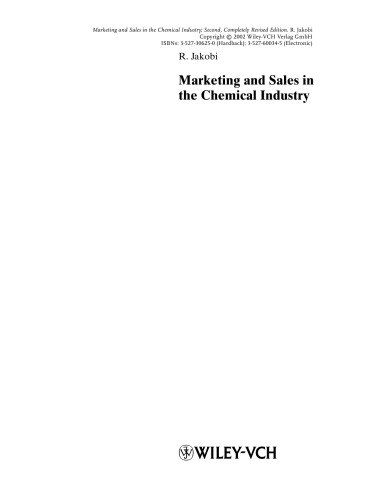 Marketing and Sales in the Chemical Industry