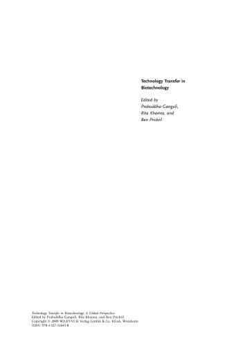 Technology Transfer in Biotechnology: A Global Perspective