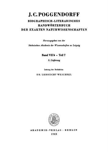 Biographisch-literarisches Handworterbuch der exakten Naturwissenschaften