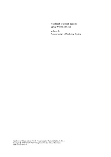 Handbook of optical systems, volume 1: fundamentals of technical optics