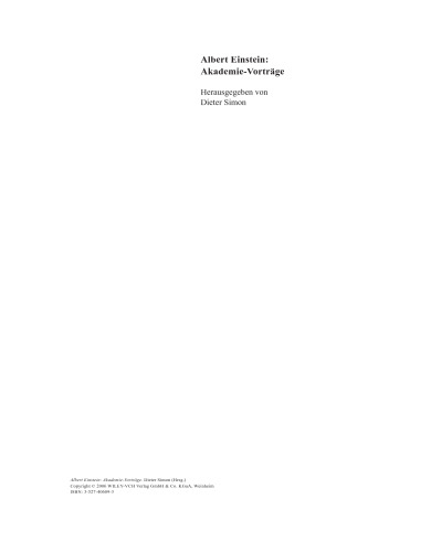 Albert Einstein: Akademie-Vorträge: Sitzungsberichte der Preußischen Akademie der Wissenschaften 1914-1932
