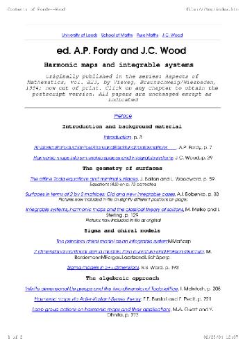 Harmonic maps and integrable systems