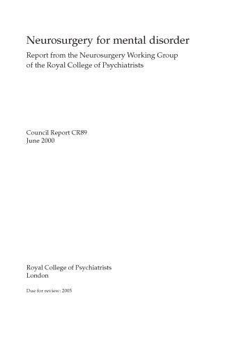 Neurosurgery 4 mental disorders