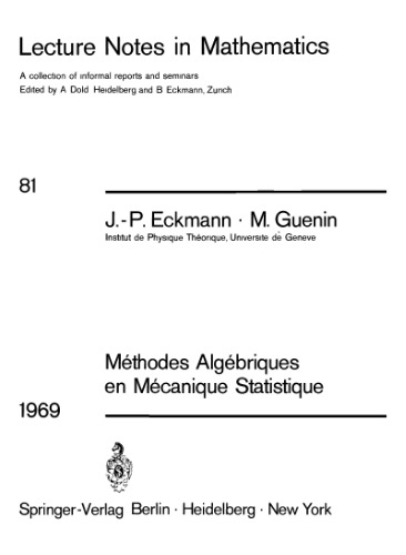 Methodes Algebriques en Mecanique Statistique