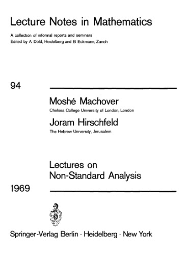 Lectures on Non-Standard Analysis