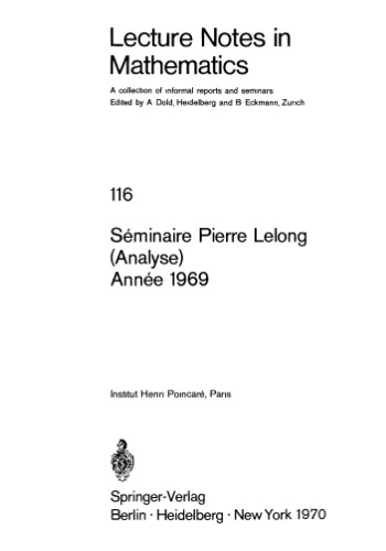Seminaire Pierre Lelong (Analyse) Annee 1969