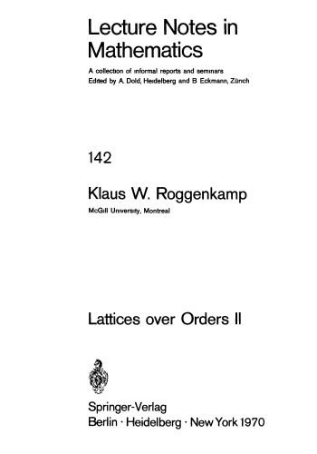 Lattices over Orders II
