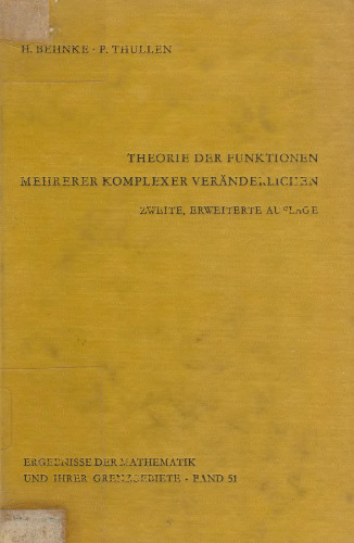 Theorie der Funktionen mehrerer komplexer Veraenderlichen