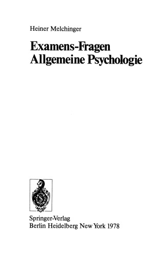 Examens-Fragen Allgemeine Psychologie