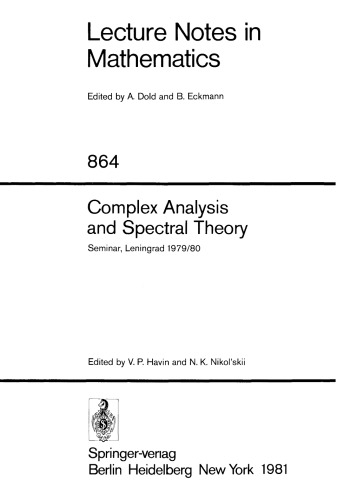 Complex Analysis and Spectral Theory: Seminar, Leningrad 1979/80