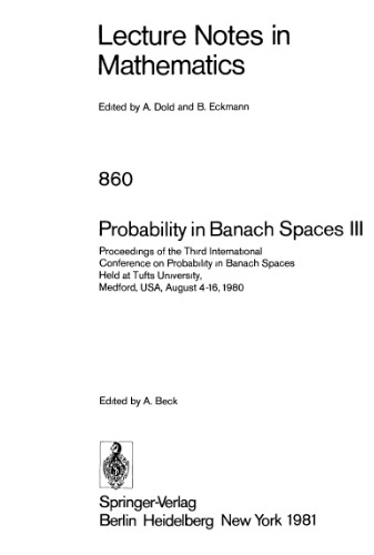 Probability in Banach Spaces III