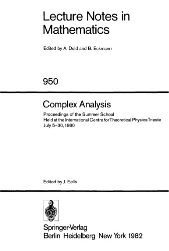 Complex Analysis. Proc. Summer School, Trieste, 1980