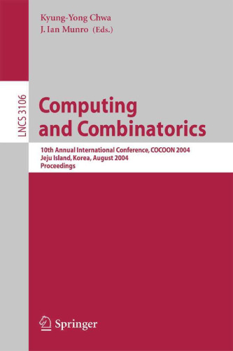 Computing and Combinatorics: 10th Annual International Conference, COCOON 2004, Jeju Island, Korea, August 17-20, 2004. Proceedings