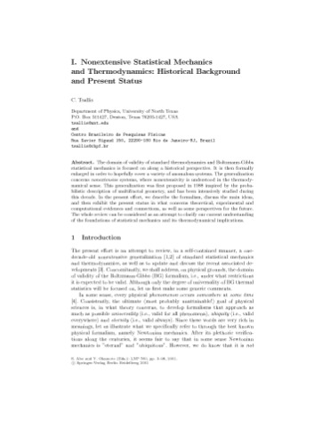 Nonextensive Statistical Mechanics and Its Applications (Lecture Notes in Physics, 560)
