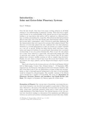 Solar and Extra-Solar Planetary Systems: Lectures Held at the Astrophysics School XI Organized by the European Astrophysics Doctoral Network (EADN) in ... 1998 (Lecture Notes in Physics, 577)