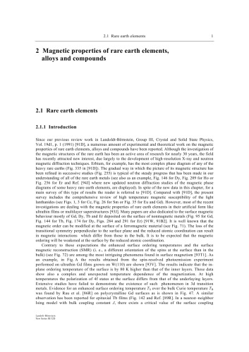 Magnetic Properties of metals Subvolume D: Rare Earth Elements, Alloys and Compounds