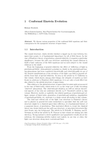 The Conformal Structure of Space-Times: Geometry, Analysis, Numerics (Lecture Notes in Physics, 604)