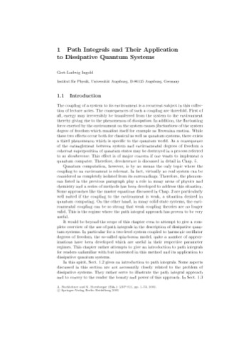 Coherent Evolution in Noisy Environments (Lecture Notes in Physics, 611)