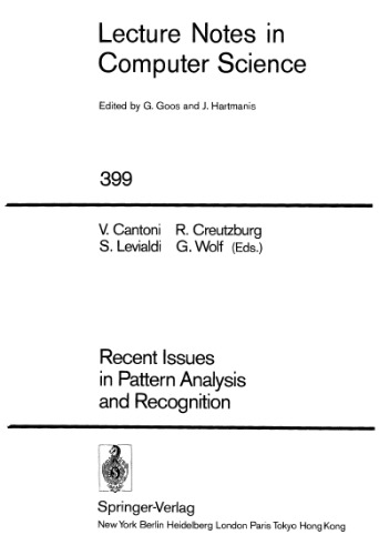 Recent Issues in Pattern Analysis and Recognition