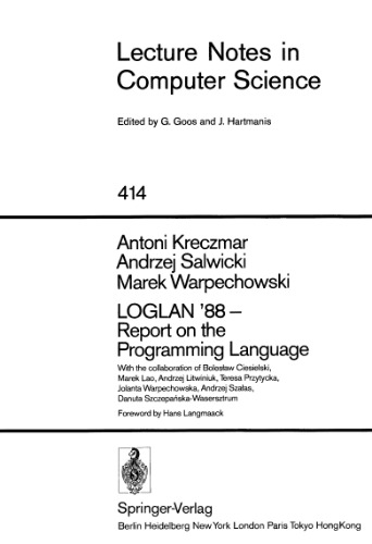 LOGLAN '88 — Report on the Programming Language