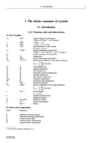 Second and Higher Order Elastic Constants/ Elastische Konstanten zweiter und höherer Ordnung (Landolt-Börnstein: Numerical Data and Functional ... - New Series / Condensed Matter)