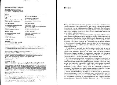 Relativistic Quantum Mechanics and Introduction to Field Theory