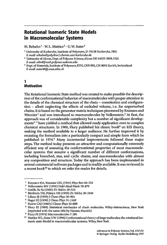 Rotational isomeric state models in macromolecular systems