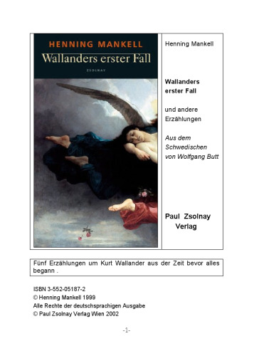 Wallanders erster Fall und andere Erzahlungen