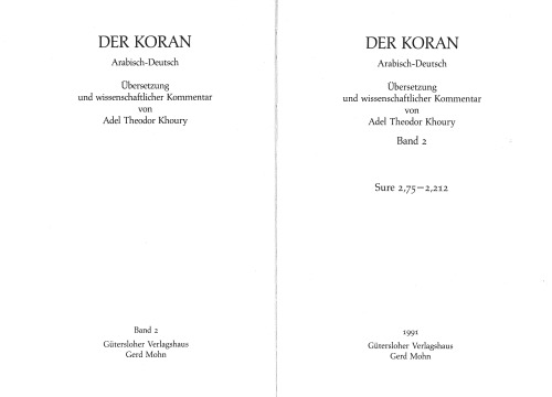 Der Koran, Bd.2, Sure 2,75-2,212