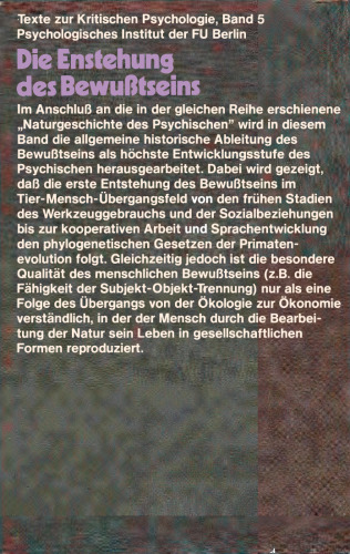 Die Entstehung des Bewußtseins