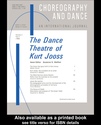 The Dance Theatre: Kurt Jooss (Choreography and Dance)