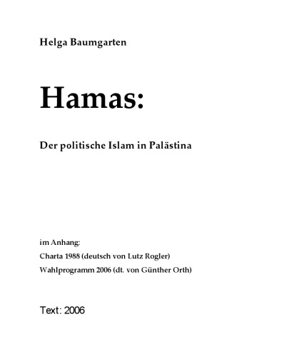 Hamas: Der politische Islam in Palästina