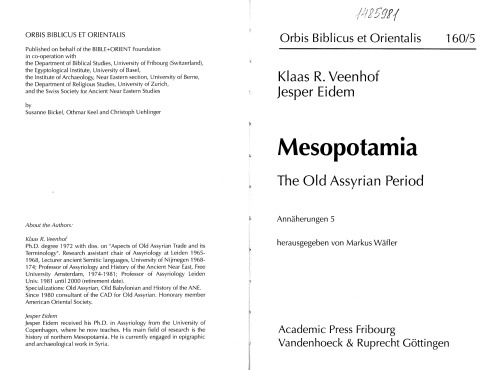 Mesopotamia: the Old Assyrian period - Orbis Biblicus et Orientalis160 5