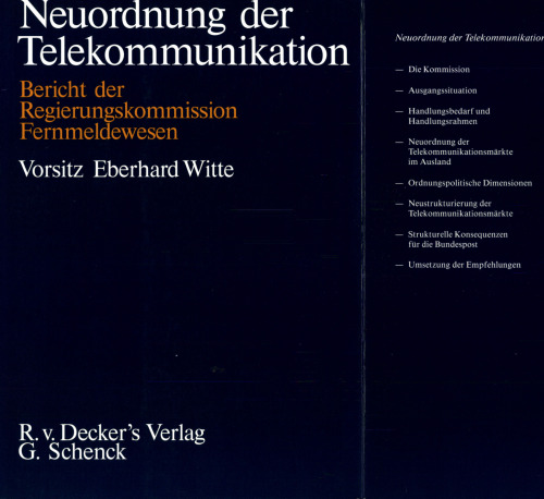 Neuordnung der Telekommunikation; Bericht der Regierungskommission Fernmeldewesen