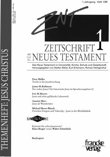 Zeitschrift für Neues Testament (ZNT). Heft 1